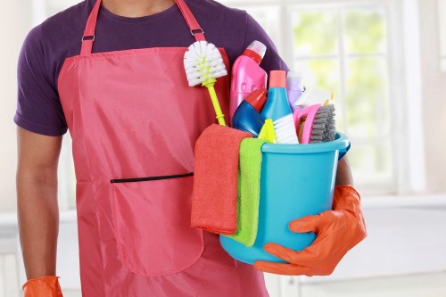 Professional move in cleaning in a bright kitchen