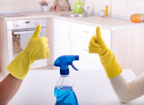Deep cleaning a short-term rental bathroom and kitchen