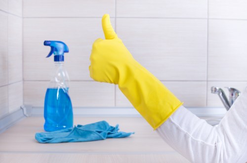 High-touch surfaces being cleaned for better hygiene and safety
