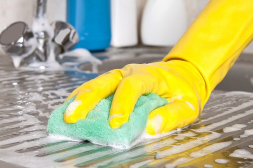 Bathroom move out cleaning with scrubbing and disinfecting